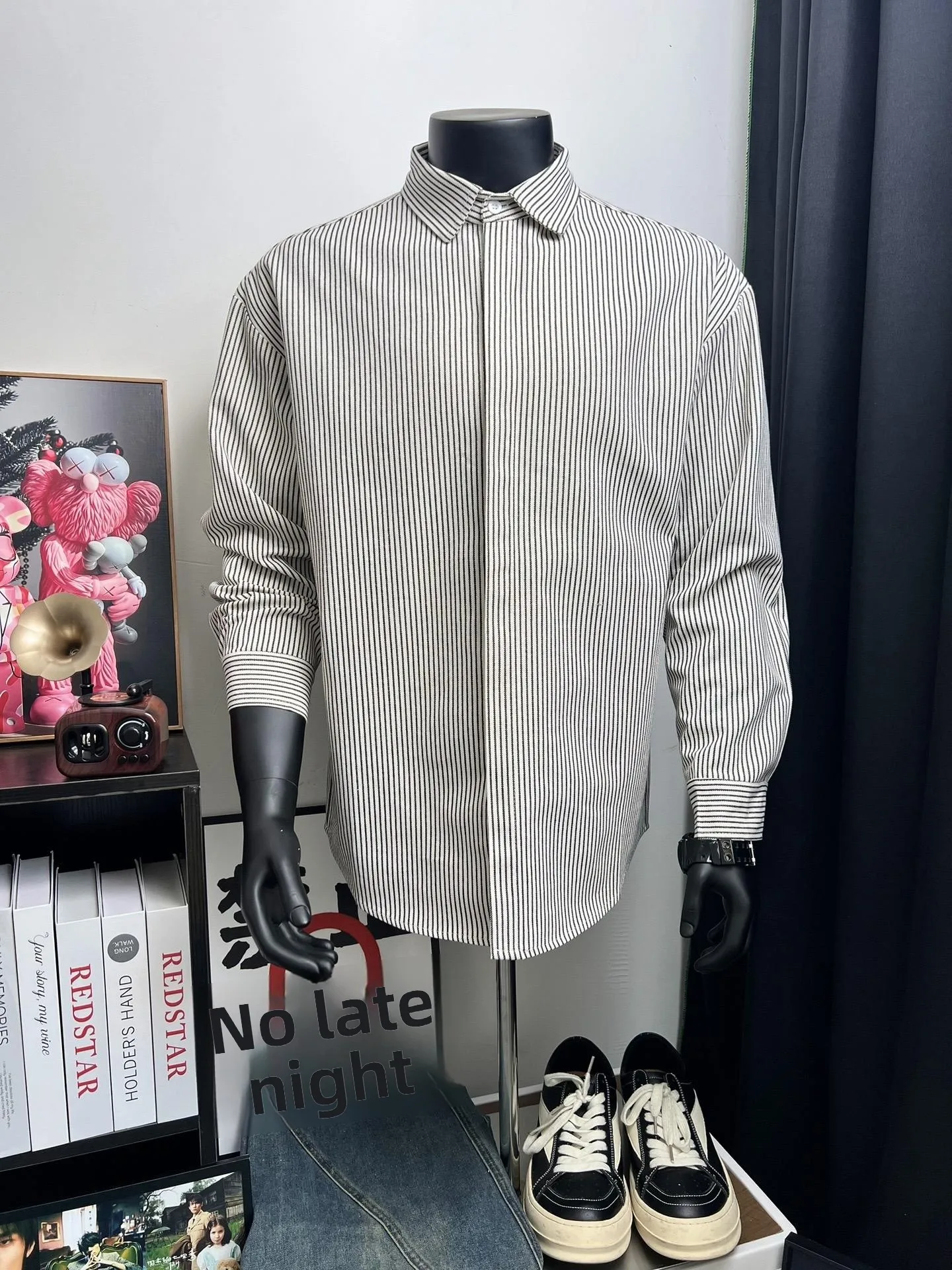 

Loose Fit Men's Long Sve irt Slim Vertical Stripes Casual Sle Japanese Retro Wear Resistant Cotton Autumn Wear