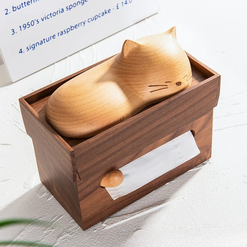 

Wooden paper drawer ornaments walnut paper towel box solid wood paper drawer storage wooden storage box