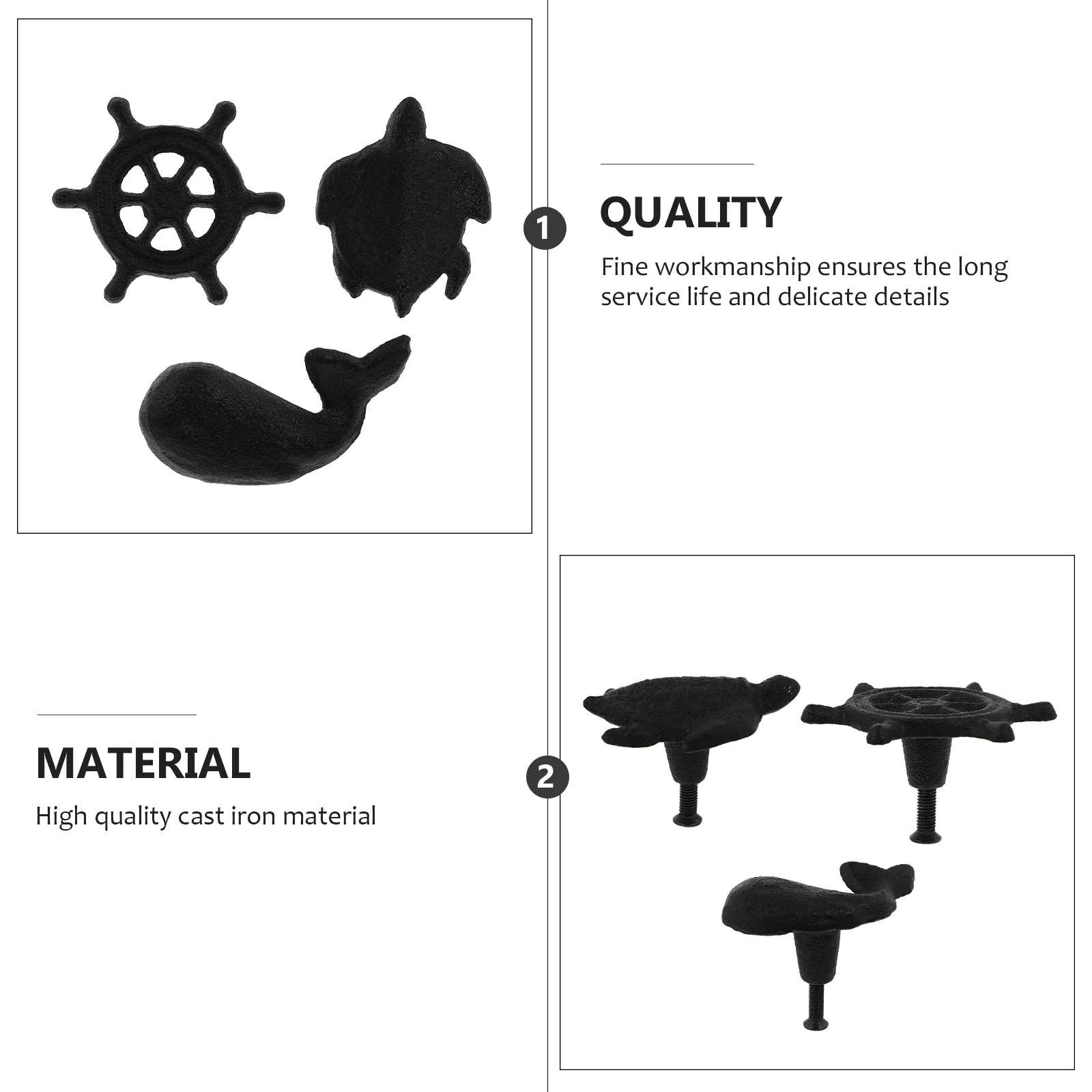 

1 set 1 Set Sea Themed Drawer Handles Iron Craft Cabinet Pulls Decorative Furniture Handle Home Decoration Replacement Accessory