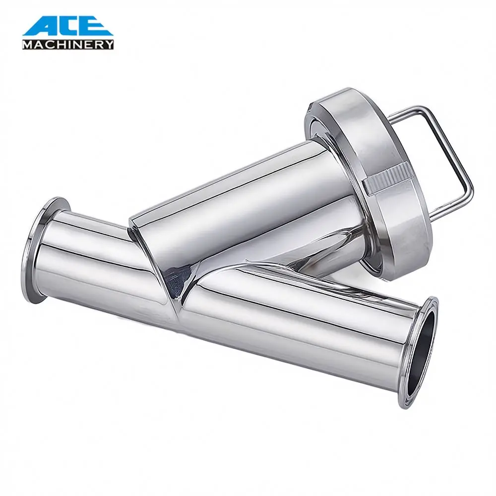 Food Beverage Solid Particles Fluid Strainer Stainless Steel 304 316L Sanitary Weld Angle Type Water Oil Filter