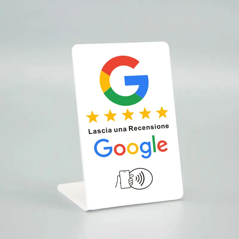 Deutsch, Französisch, Arabisch, Italienisch, Spanisch, Hebräisch, Google-Bewertungen, NFC-Ständer, URL-Tap, Social-Business-Bewertungskarten