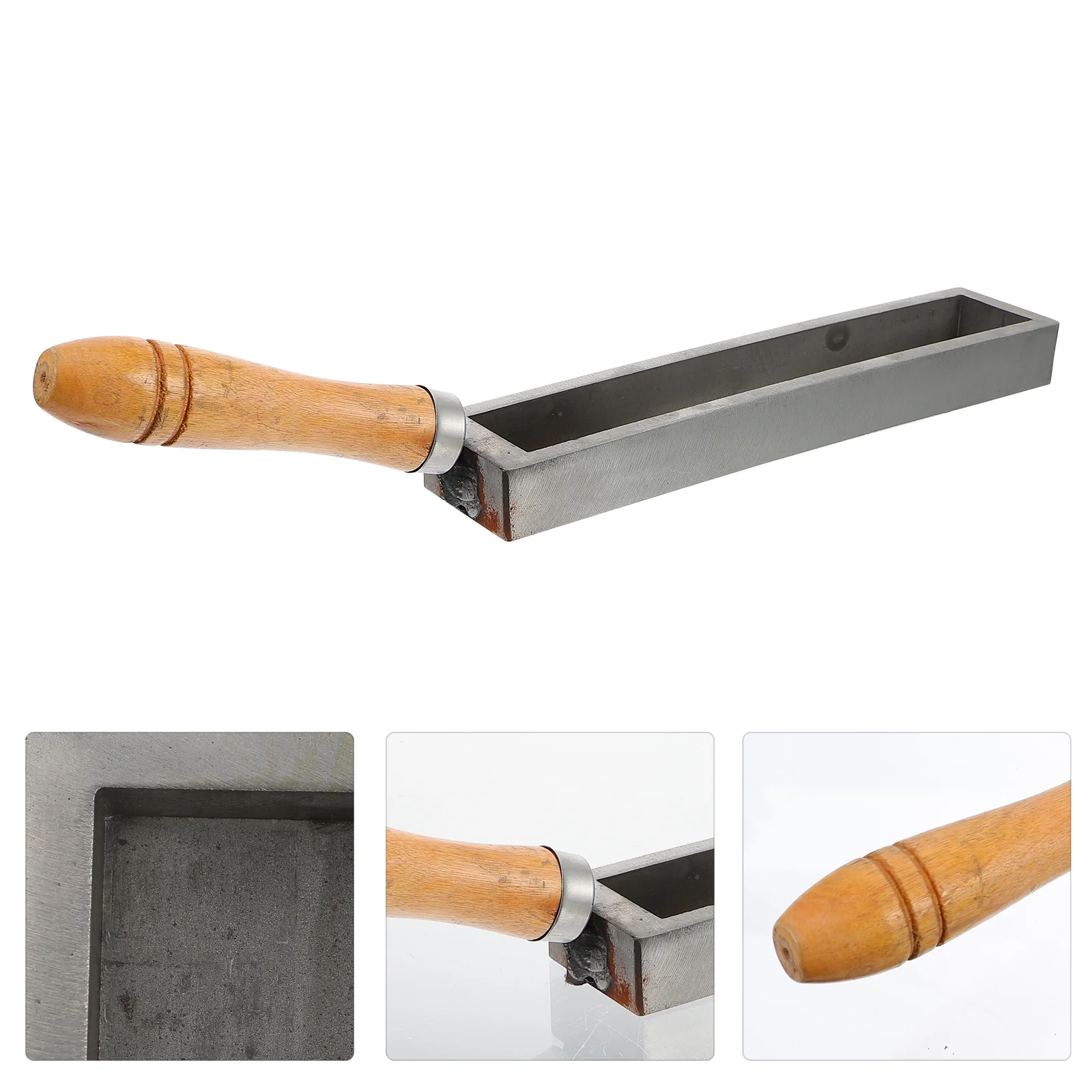 

Casting Mold Melting Mould Gold Bar Wooden Handle Iron Tank Oil Silver Refining Slot