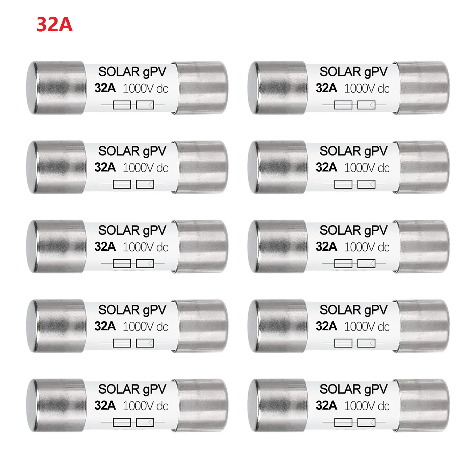 10pcs PV Fuse DC1000V 10x38mm Fuses High Voltage Fuse Tube Flash Fine Fuse DC Fuse For All Photovoltaic Applications