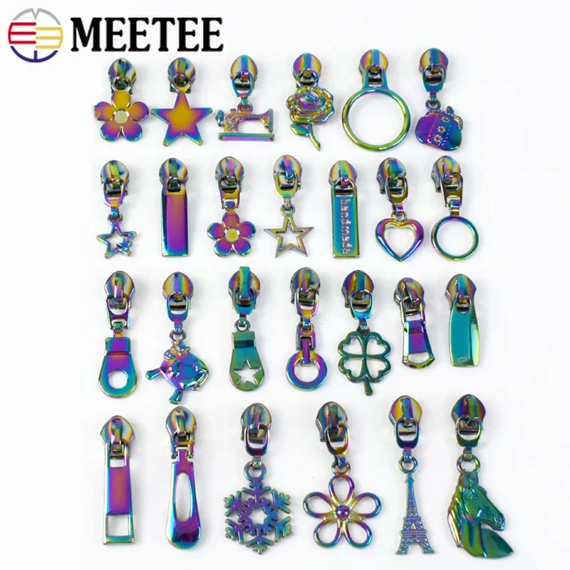 5/10/20Pcs 5# Meetee Nylon Zipper Slider Pulls for Zippers By The Meter Bag Zip Head Puller Closure Zips Repair Sewing Accessory