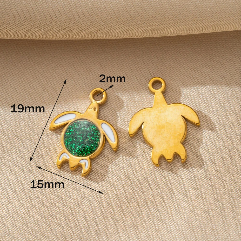 5pcs Gold Stainless Steel Turtle Tortoise Sea Charms Pendant DIY Earring Bangle Bracelet Necklace Jewelry Making Craft Wholesale