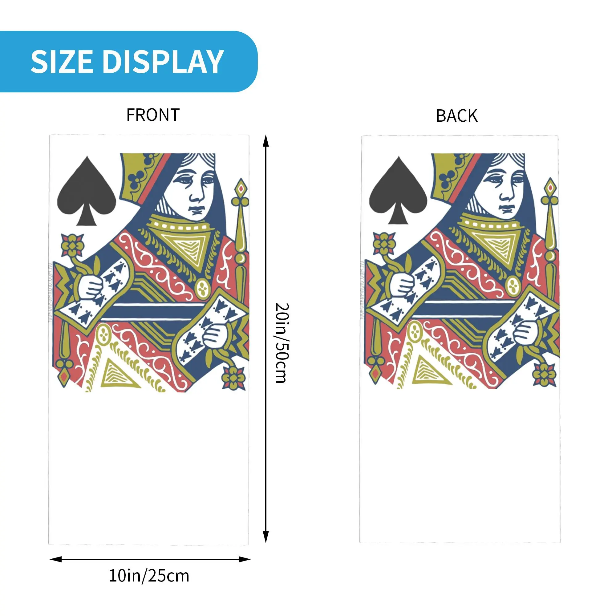 بطاقة اللعب - غطاء رقبة Queen of Spades Bandana مطبوع للوجه، وشاح دافئ لركوب الدراجات للجنسين للبالغين طوال الموسم