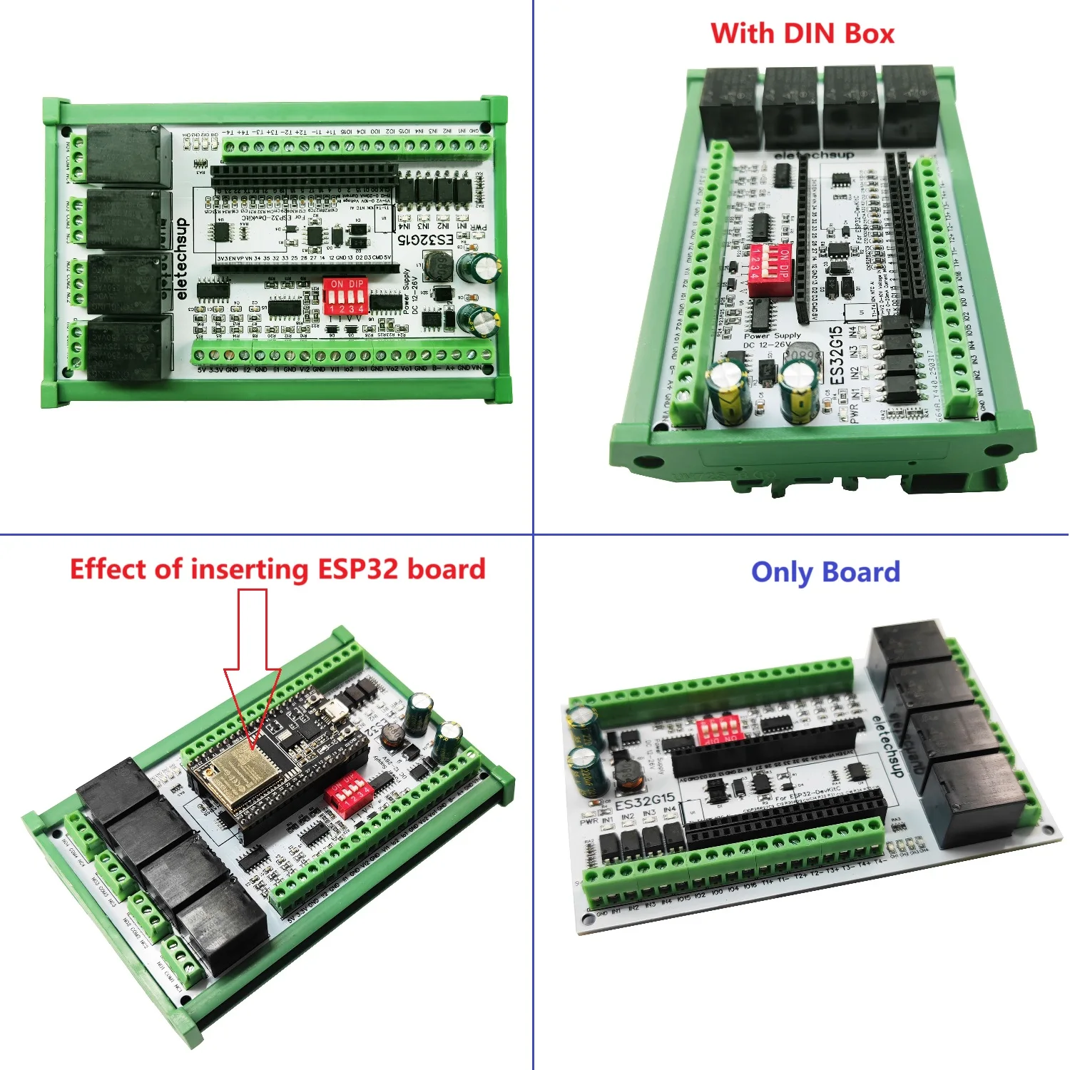 2.4G WIFI RS485 شبكة إيثرنت ADC DAC قاعدة لوحة تطوير على ESP32-DevKitC MQTT IOT مفتاح التحكم عن بعد
