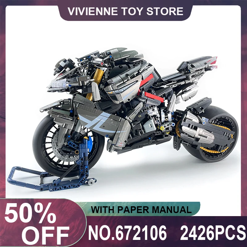 

Panlos MOC-672106 Technical City Motorcycle Car Building Blocks Racing Z H2 Motobike Bricks Puzzle Toy Christmas Gift For Kids