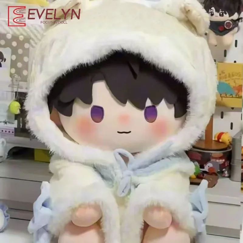 Evelyn White and Blue Cartoon Coat 40cm Doll Clothing Mini Plush Hoodie Replacement Set Cotton Filled Doll Accessories