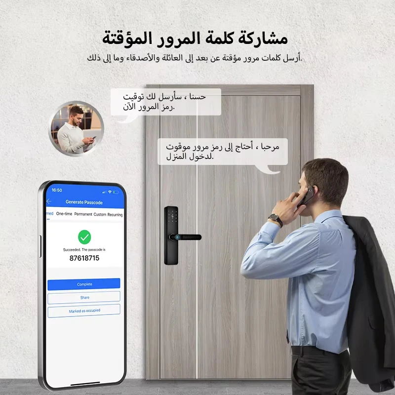 Saudi New Fingerprint Smart Door Lock TTLock App Code Card Key Digital Electronic Lock For Home For Apartment system 4585
