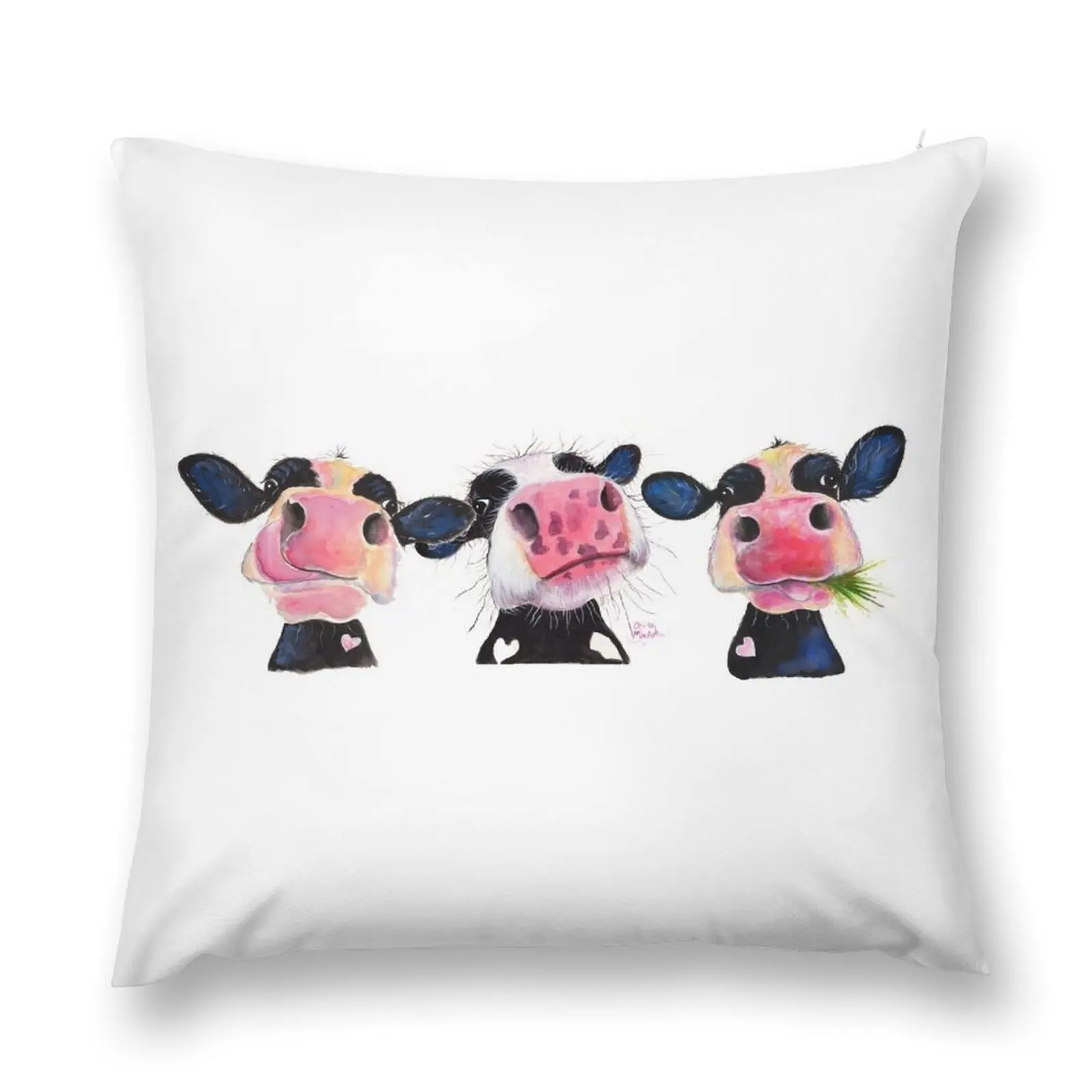 

CoW PRiNT ' THe NoSeY CoWS ' by Shirley MacArthur Throw Pillow Pillowcase Cushion Pillowcase pillow