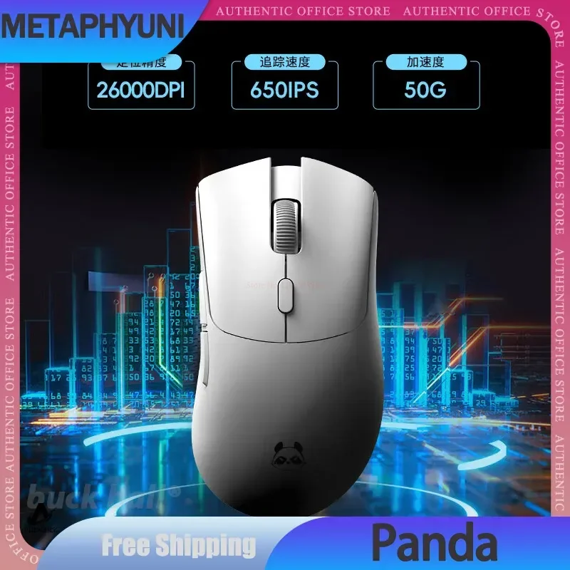 Metaphyuni Metapanda Mouse 3 Mode Usb 2.4g Bluetooth Wireless Mouse Paw3395 26000dpi Office Esport Gaming Mice For Windows Gift