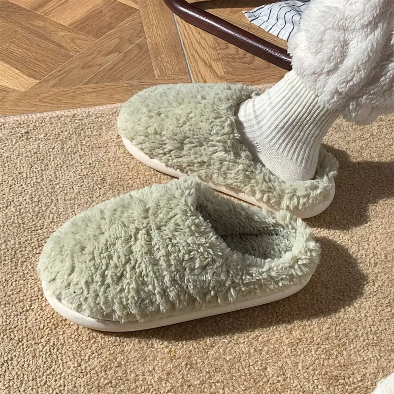 Winter indoor cotton slippers simple home warm package head cotton slippers female fashion plush shoes couple parent-child shoes