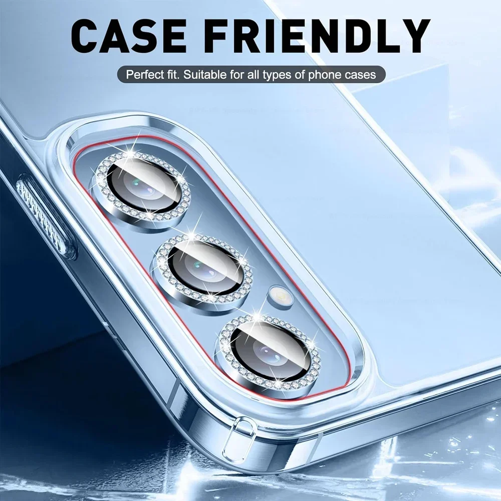 Diamond Camera Lens Protector Voor Samsung Galaxy A16 4G 5G A06 Glanzend Gehard Glas Terug Lens Legering metalen Ring Sumsung A16 16A