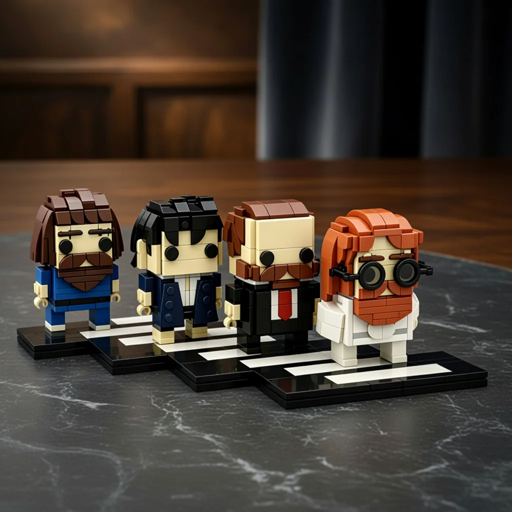 

MOC Classic Rock Band Musician Figures Building Blocks Zebra Crossing DIY Model Bricks Set Adult Fan Collection Hobby Gift