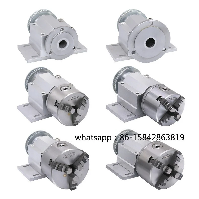 Micro lathe chuck spindle assembly 80 four-jaw woodworking DIY bead machine 100 three-jaw self-centering through hole chuck