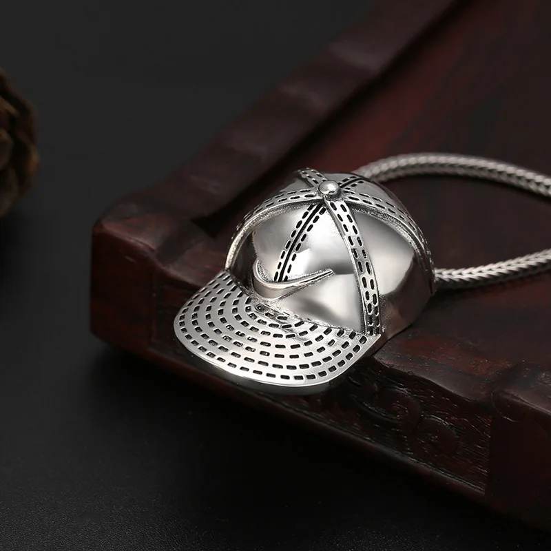 s925 sterling silver trendy men and women pendant fashion creative necklace ornament sports cap Zitai silver accessories