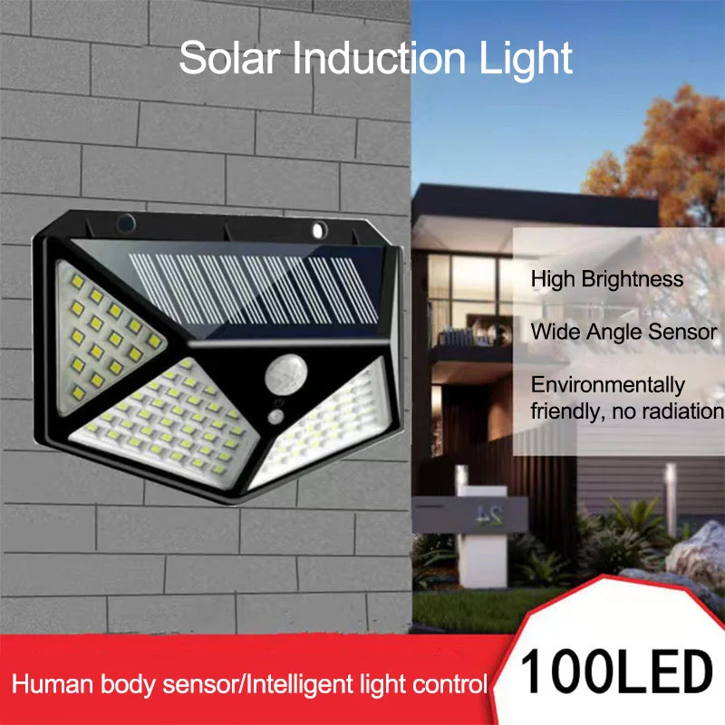 

Solar Light Outdoor, Motion Sensor Wall Light 3 Lighting Modes IP65 Waterproof 100 LED Solar Security Light