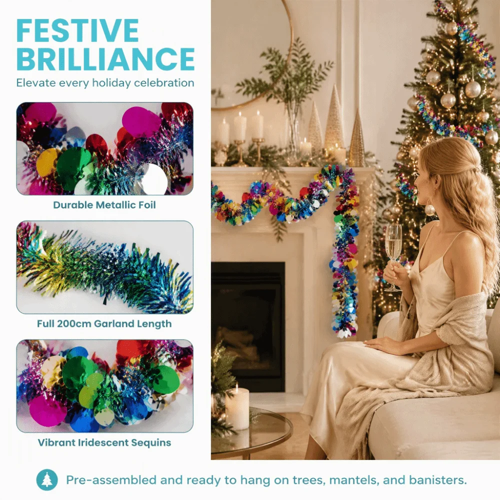 3D Shiny Metallic Foil Decorations Twist DIY Christmas Foil Colorful Stripes Wall Hanging Celebration Wreath