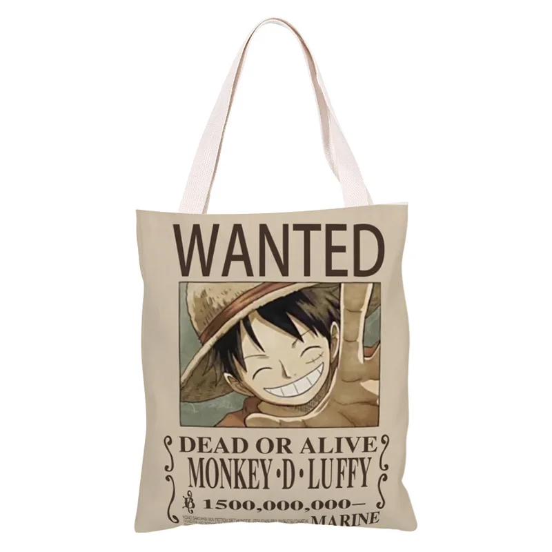 Anime One Piece Monkey Cute Luffy Zoro Tote Bags Shopping Canvas Bag Large Capacity Beach BagS Reusable Shopper Handbags