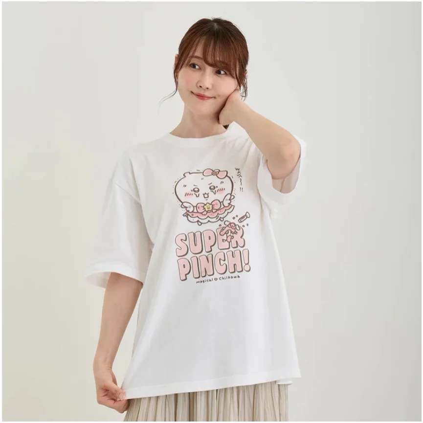 Chiikawa Love Heart Valentine Couple T-shirt Usagi Ji-i Cartoon Print Unisex Loose Cotton Kawaii Anime Short Sleeve