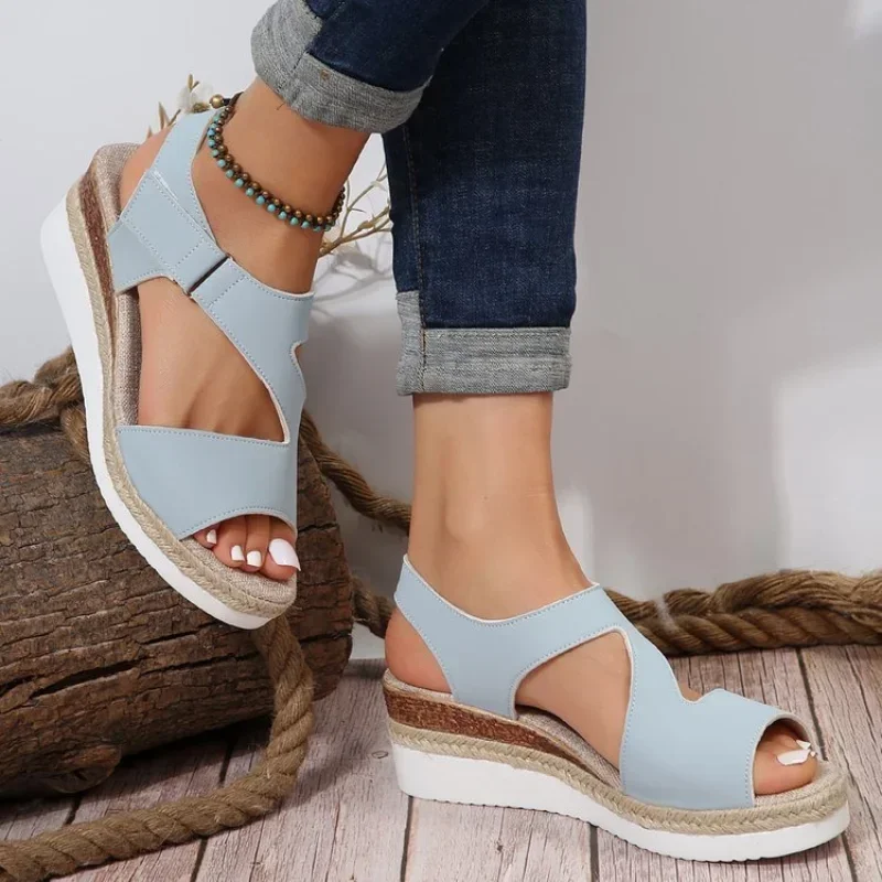 

Women High Heels Sandals Women Solid Color Wedges Beach Slippers Summer Open Toe Outdoor Flip Flops Dress Slide Mujer Pumps