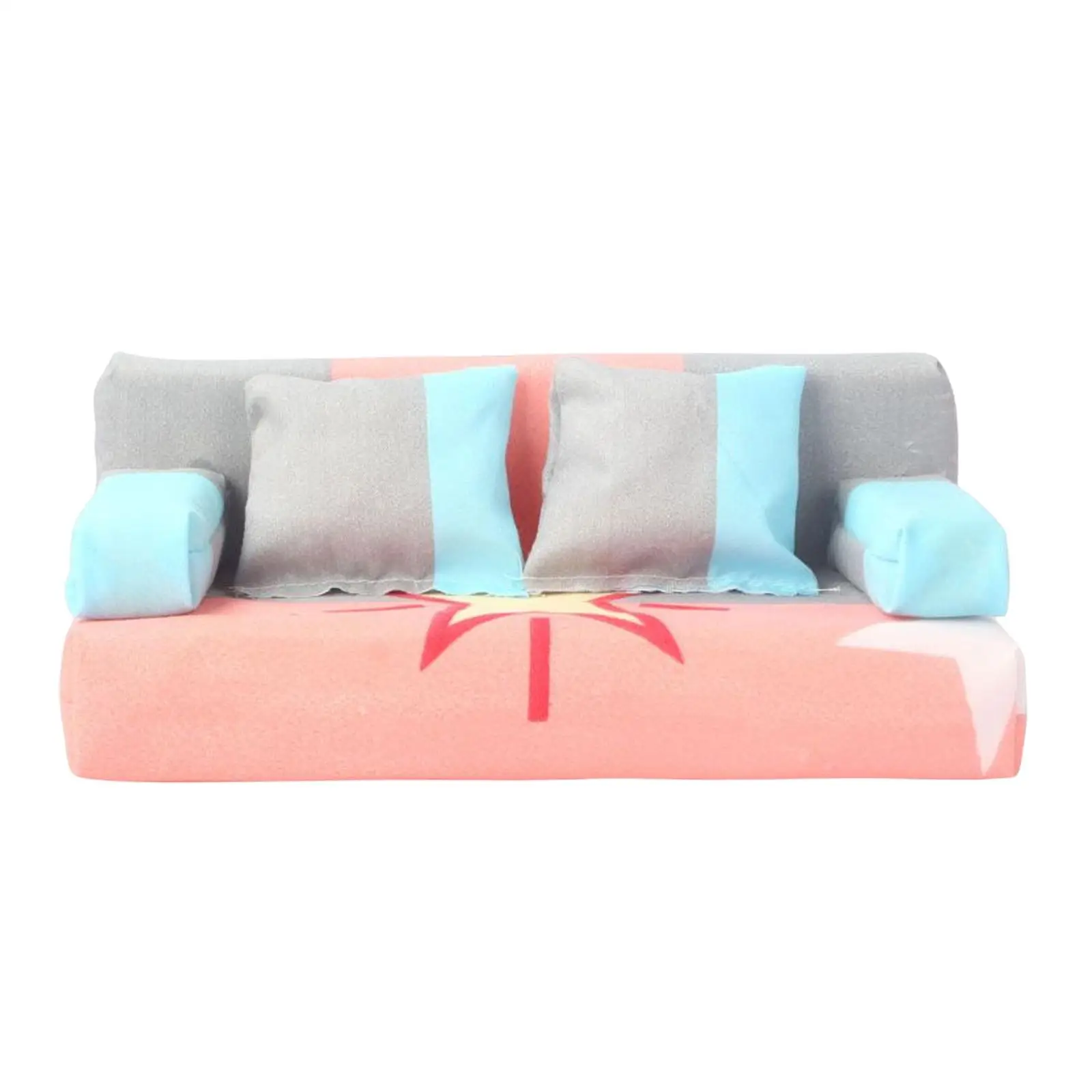 3個入り ランダムカラー アクセサリー ドールハウス 家具 デコレーション ミニソファモデル 枕2個付き ドールハウス ソファ 枕セット リビングルーム用
