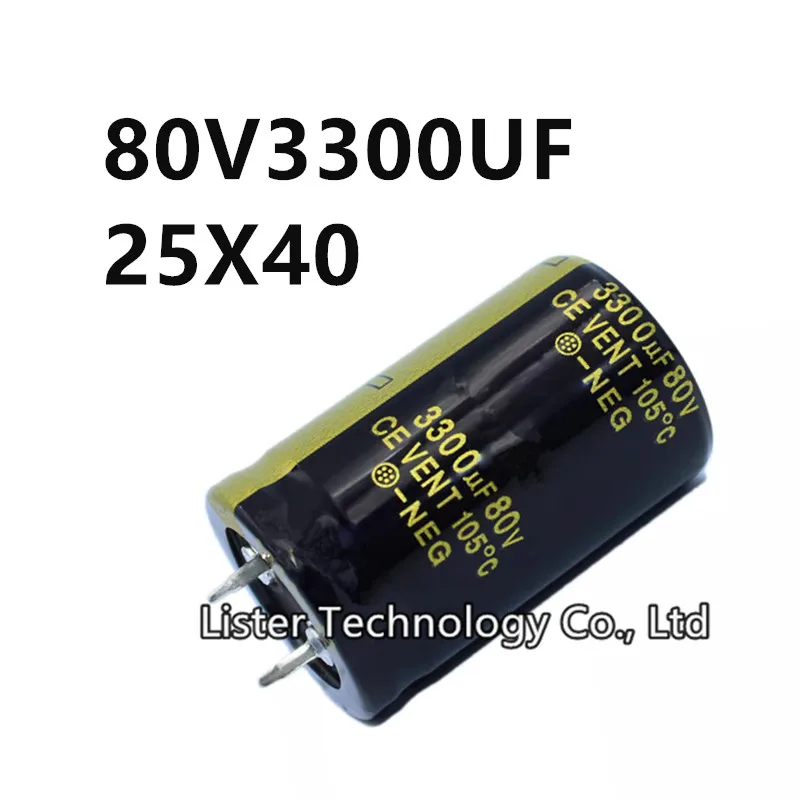 2Pcs/lot 80V 3300UF 80V3300UF 3300UF80V volume: 25X40 mm audio power amplifier inverter aluminum electrolytic capacitor