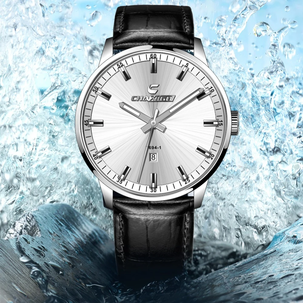 

CHAXIGO 7694 Luxury Quartz Watch Fashion Simple Business Luminous Calendar Waterproof Watches for Men Relojes Para Hombre Часы