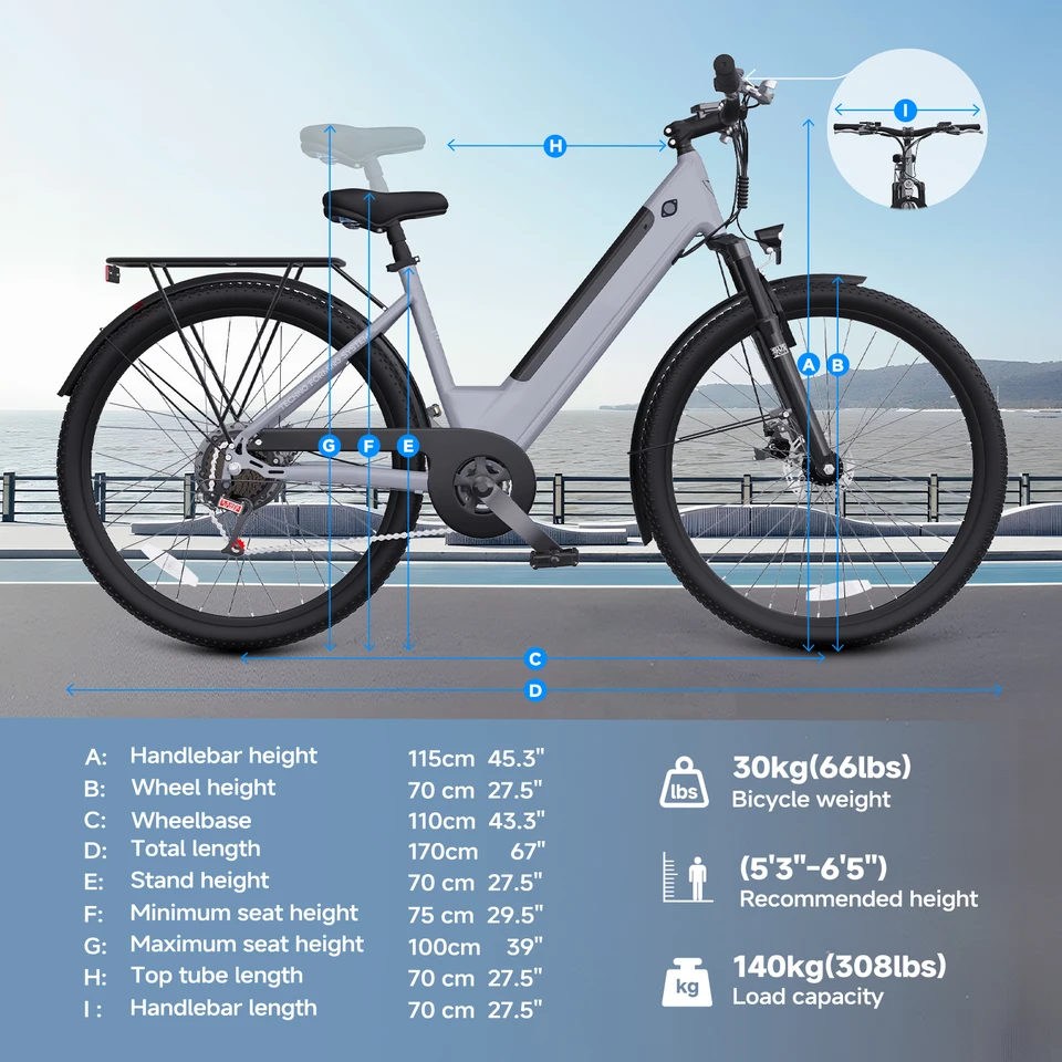 QNUT EC150 26" Electric Bike for Adults, 350W Motor 48V 10.4Ah Battery City Ebike 20MPH 65 Miles, 7-Speed Electric Bicycle with Front Suspension image 9