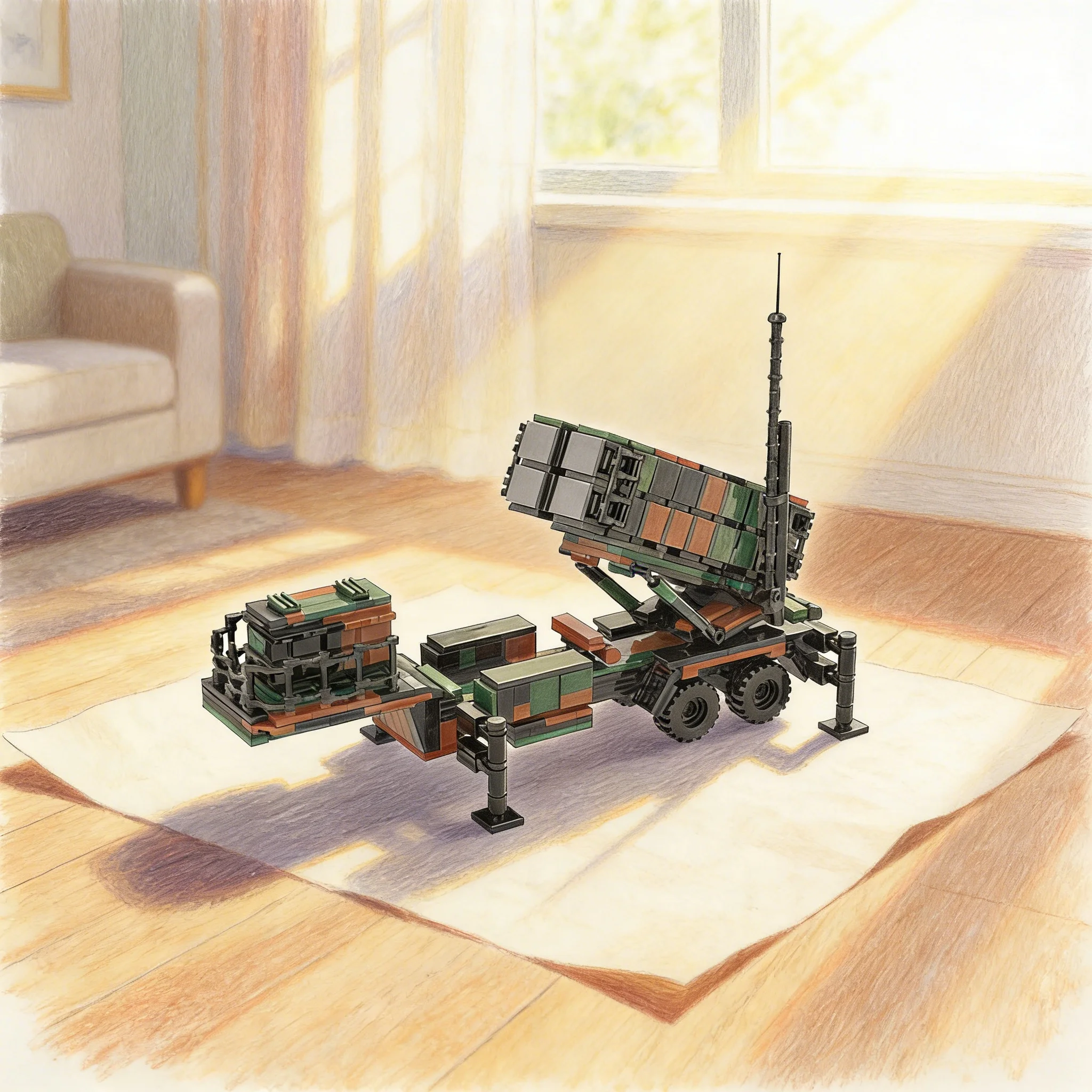 1361pcs MOC Patriot Missile Battery - Woodland Camo Creator Creator Expert Model Toy Building Blocks Construction Christmas Gift