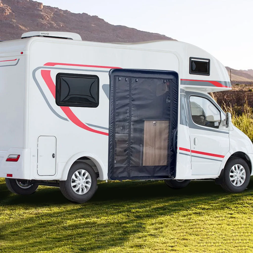 ستارة باب القافلة المغناطيسية، شاشة قافلة قابلة للتنفس، ستارة باب RV مقاومة للبعوض للتخييم، باب منزلق خلفي