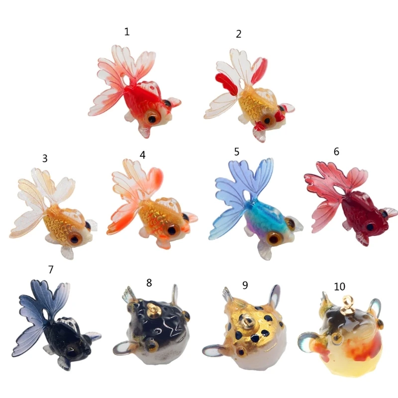 

5 Pack Fish Pendant Set Resin Fish Charm Jewelry Making Accessories for Jewelry