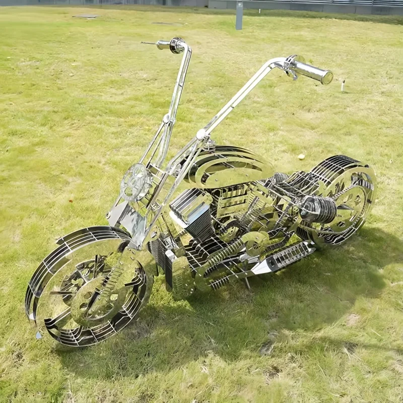 Stainless steel motorcycle sculpture ornaments , Lawn，Garden Park, Square Shop, Shopping Mall, Hotel, Art Ornaments