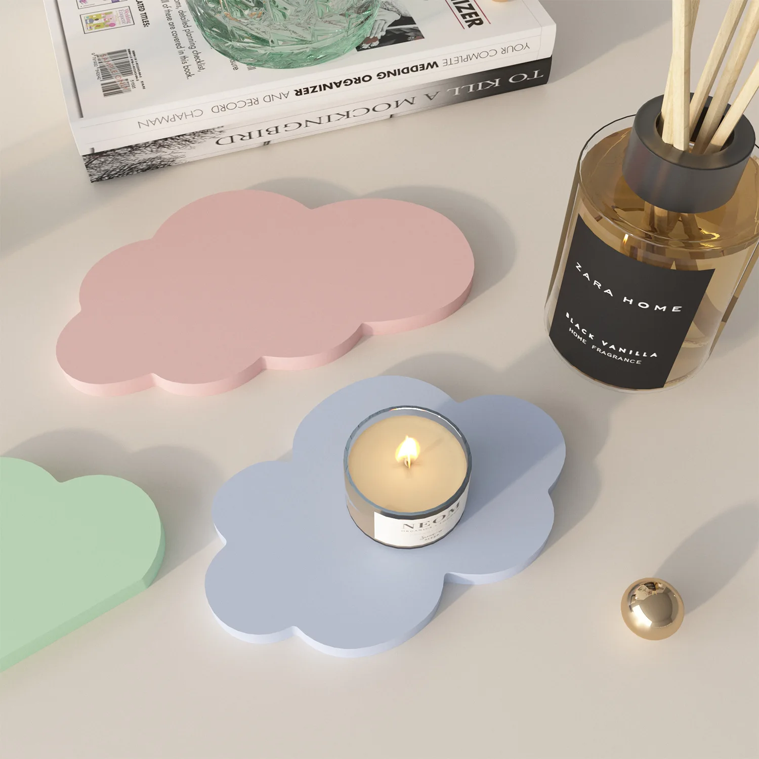 Cute Cloud Shape Storage Tray Silicone Molds Aromatherapy Candle Dish Plaster Mould Candle Tray Coaster Resin Mold Home Decor