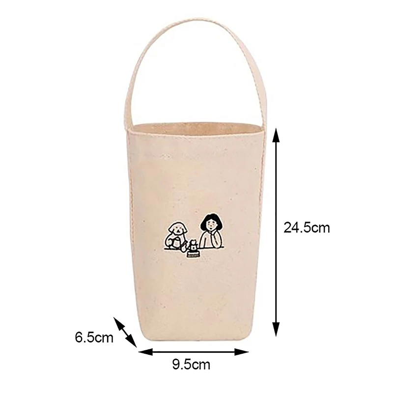 Portable Tote Bag Water Cup Bottle Holder Coffee Milk Tea Canvas Bag Eco Mini Storage Small Handbag Red Wine Bag