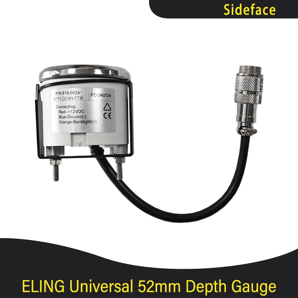 Newest 52mm Waterproof Digital Depth Gauge Indicator with Transducer and White Backlight for Yachts Fishing Boats 12VDC