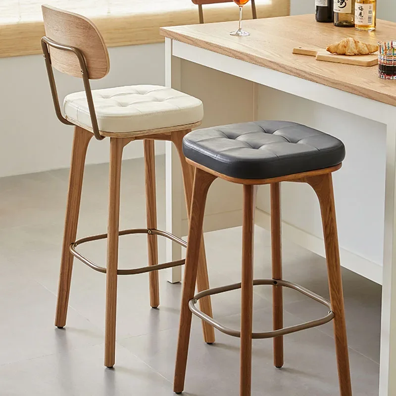 

Leather Brown Square Bar Chair Modern Vintage Black Dining Counter Height Chairs Kitchen Bar Stools Taburete Cocina Furniture