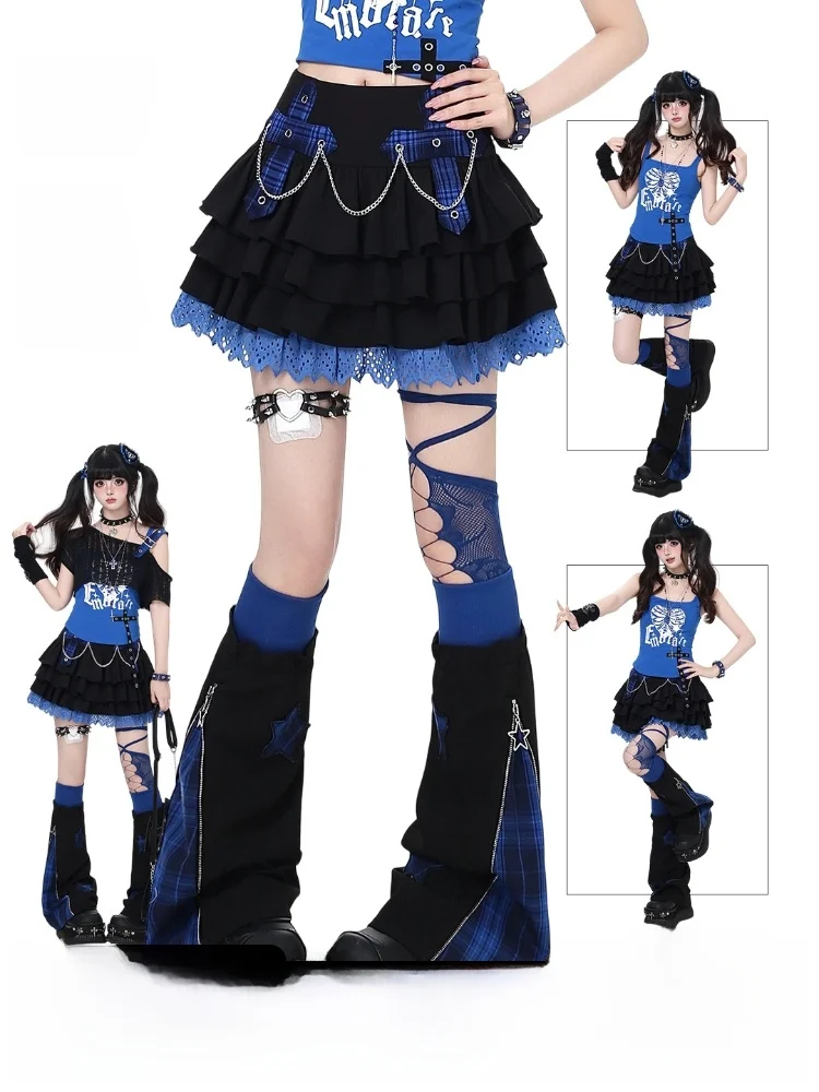 

Юбка Crazygirl Original Cake Skirt Design, летняя коллекция 2026, с высокой талией, с цепочкой, женская, средней длины, пышная, объемная