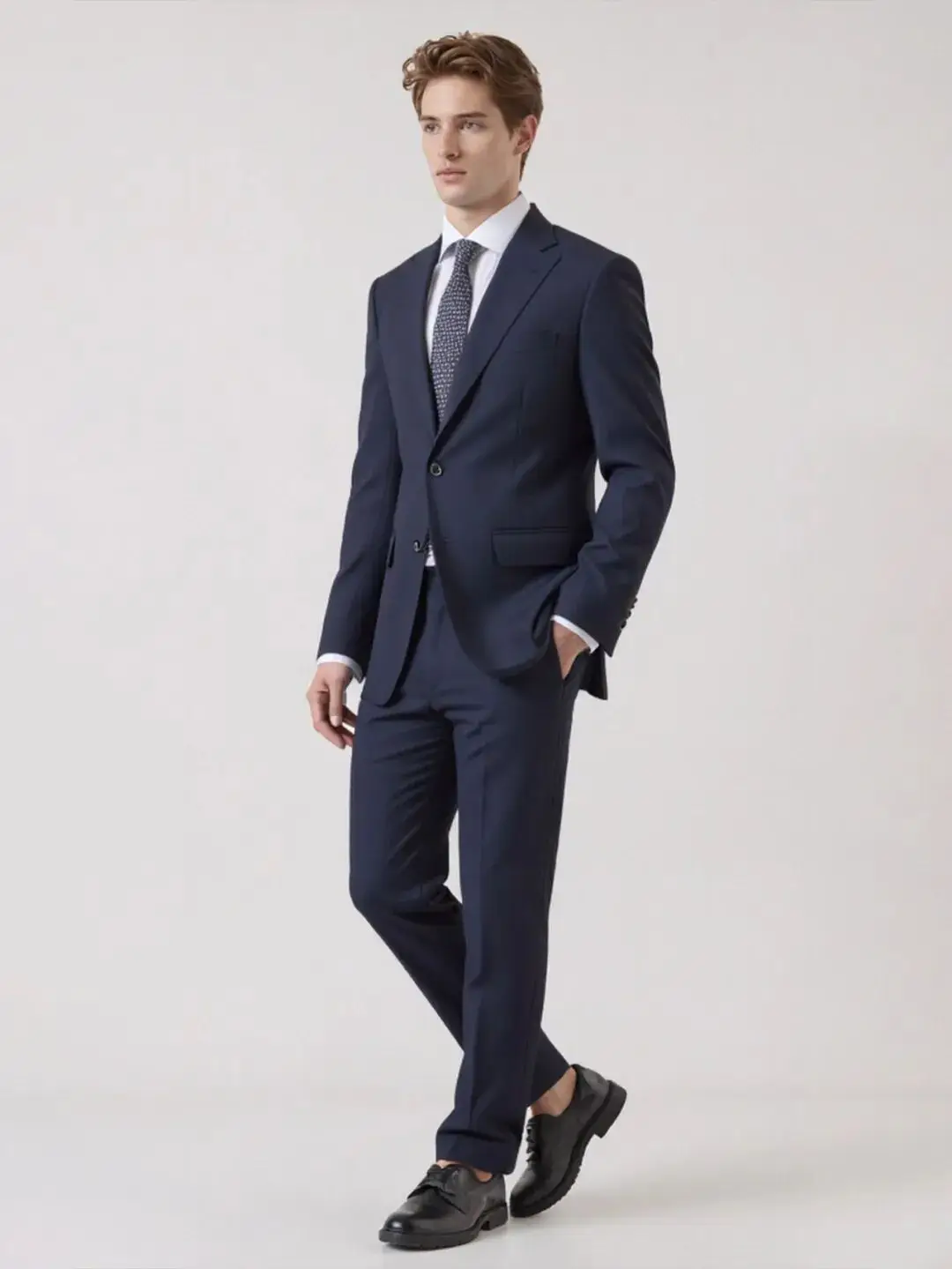 Dinguo! 50S Initial eared Wool! Autumn Winter Men's Busin Casual f Linen Suit Pants Set Stand Fit Double Slit