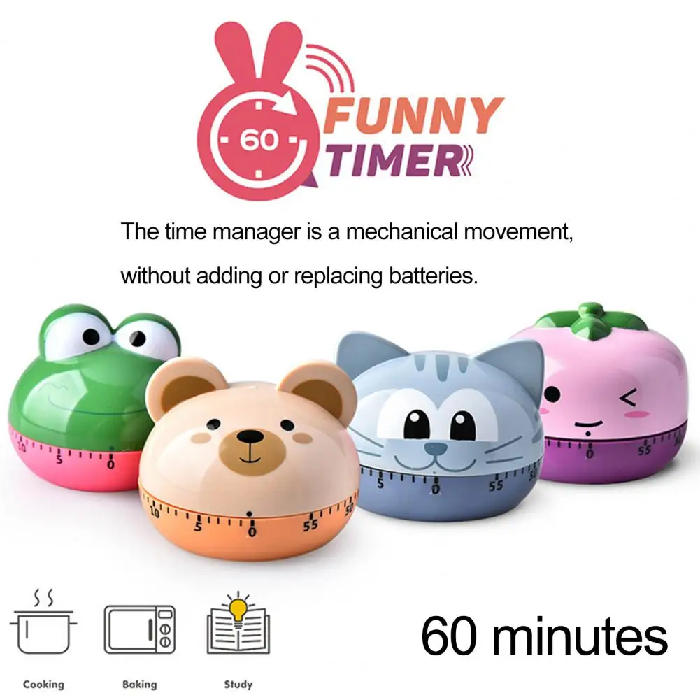 Practical Alarm Timer Reusable Plastic Cartoon Frog Shape Kitchen Timer Cooking Tool Mechanical Timer Increase Efficiency