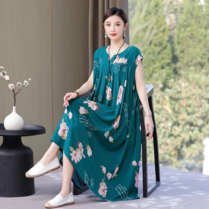

Summer Casual Dress Women 2023 Loose Vintage Women's Summer Sundresses Elegant Long Dresses With Floral Pattern Female Clothing