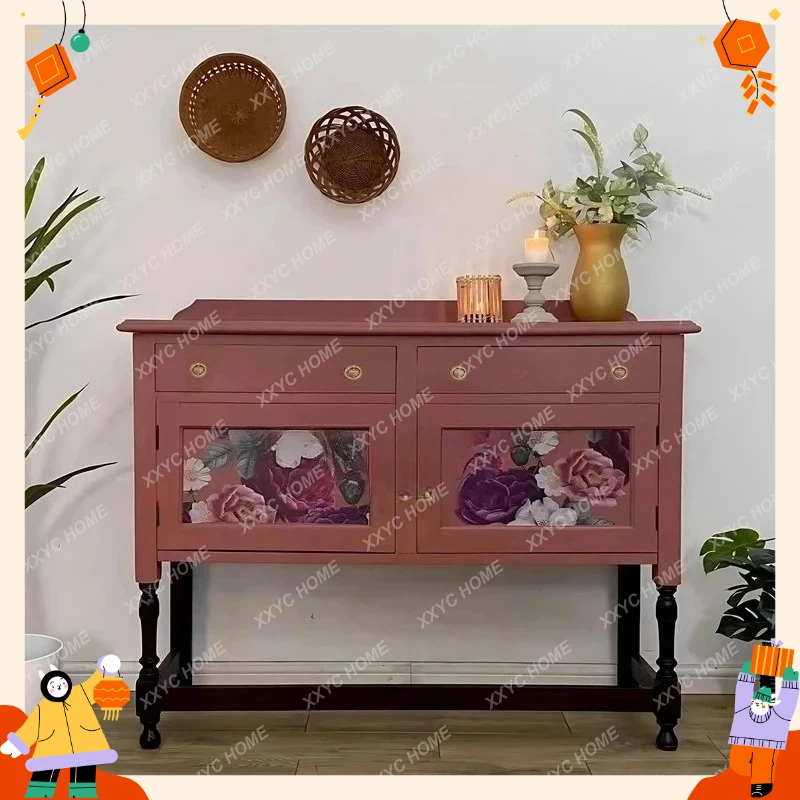 

light luxury home entrance cabinet neoclassical foyer painted decoration living room engraved front door customization