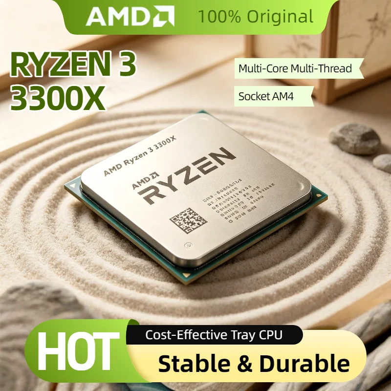 Processeur AMD Ryzen 3 3300X 3,8 GHz Quad Core Huit Threads 65W CPU L3 16M Socket AM4 65W Desktop Bulk Gaming Pro Max 4K