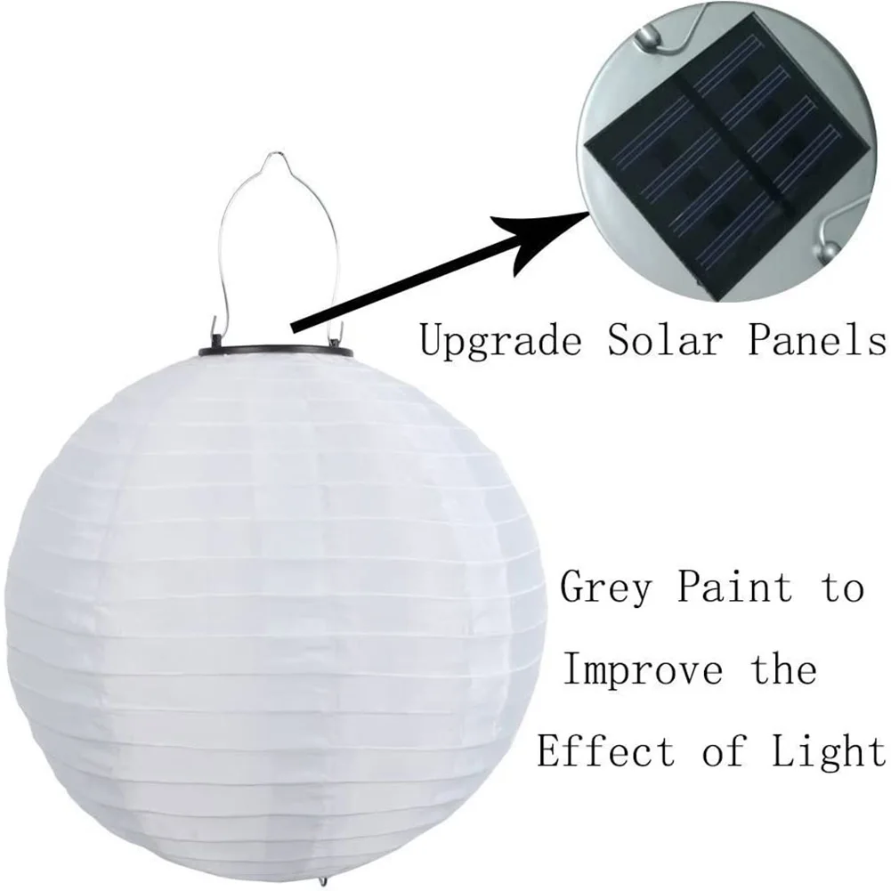LED Solar Lantern Lamp Chinese Paper Lantern Decorative Festival Lantern Hanging Ball Paper Light Wedding Decoration Lantern