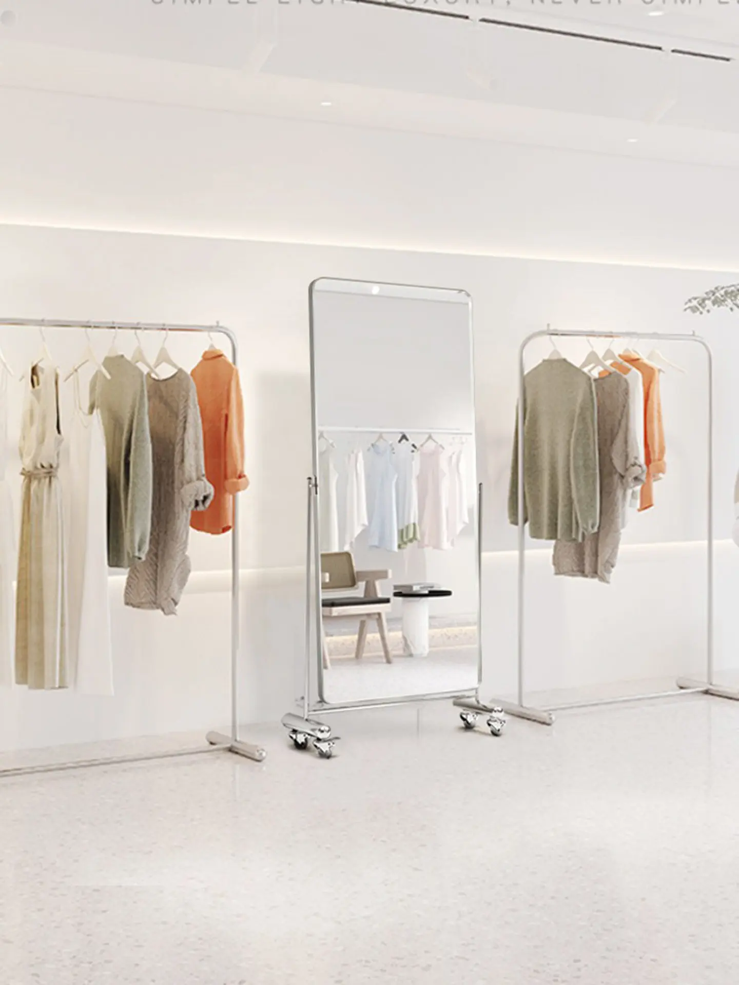 Tailoring mirror for clothing stores, full-length mirror, trendy slimming mirror, movable floor mirror, stylish dressing mirror