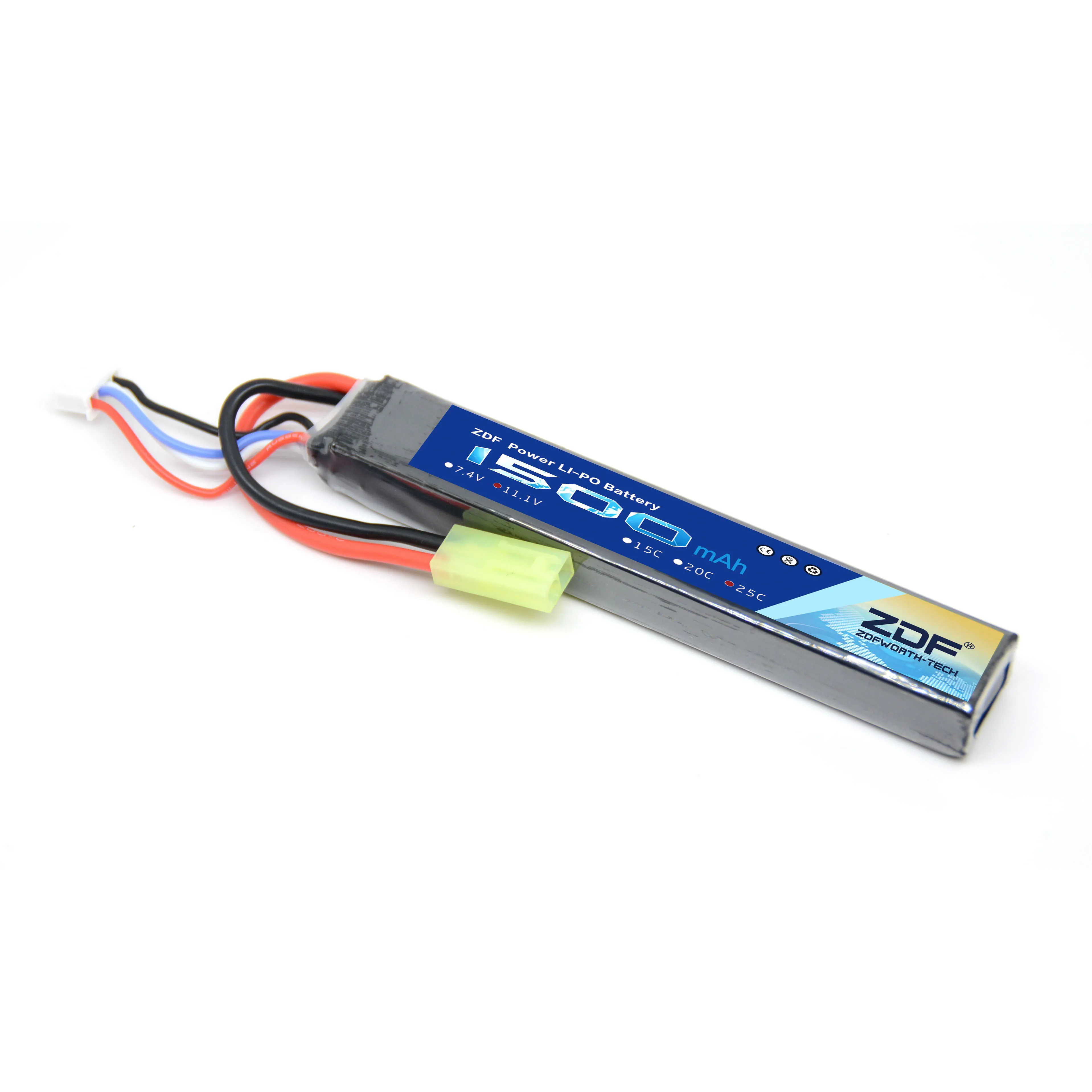 ZDF 11.1V 1500mAh 3S 25C Lipo Battery With Tamiya Plug For RC Model Mini Airsoft Water Gun Air Pistol Electric Toys Parts