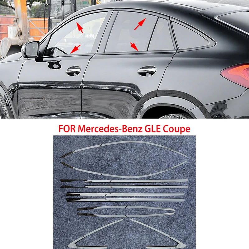 

Подходит для Mercedes-Benz GLE Coupe C292 2015-2019 C167 2020-2025, литая полоса для внешнего окна из нержавеющей стали, накладка на порог, боковая крышка