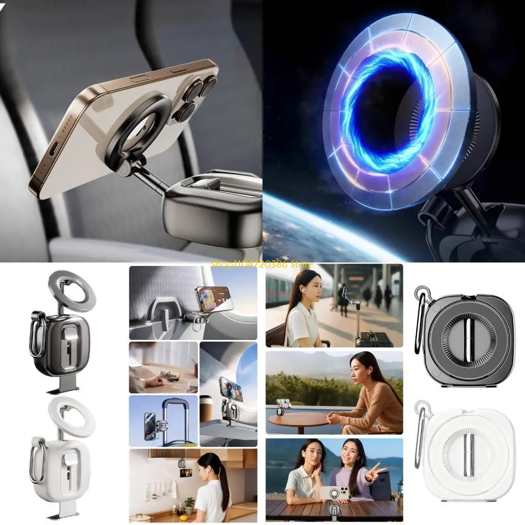

K0EA Карабин-зажим для телефона Складной ABS-пластик из цинкового сплава 720 Вращение Магнитное дорожное крепление