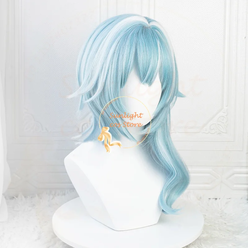 Styled  Eula Cosplay Wig Women 48cm Blue White Wig Heat Resistant Synthetic Hair Role Playing Anime Wigs + Wig Cap